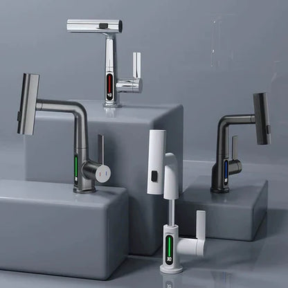 WaterMaster Flexibler LED Küche &amp; Bad Wasserhahn – 360° Schwenkbar, Herausziehbarer Schlauch &amp; 5 Sprühmodi