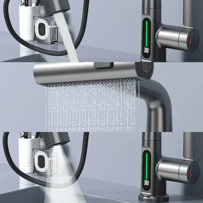 WaterMaster Flexibler LED Küche &amp; Bad Wasserhahn – 360° Schwenkbar, Herausziehbarer Schlauch &amp; 5 Sprühmodi