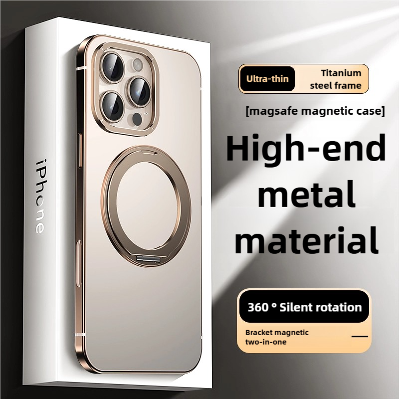 Ultra-dünne Titanstahlrahmen MagSafe Handyhülle mit 360 Silent Rotation für iPhone
