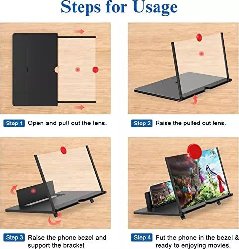 Handy Bildschirmvergrößerer – 10 &amp; 12 Zoll 3D HD Vergrößerungsglas für alle Smartphones