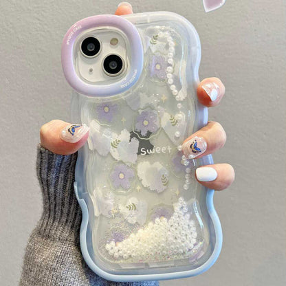 Quicksand-Perlenblume mit Halterung für iPhone-Hülle