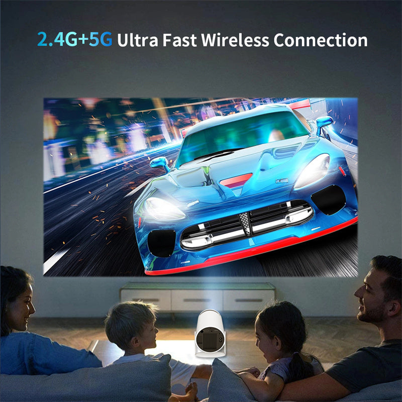 Tragbarer 4K Smart Beamer mit WiFi &amp; Bluetooth 180 Grad Projektionswinkel Autofokus