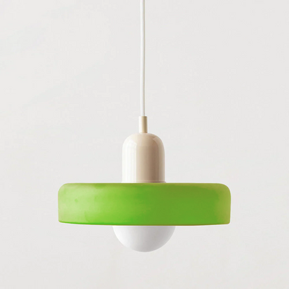 Bauhaus Pendelleuchte aus Farbglas
