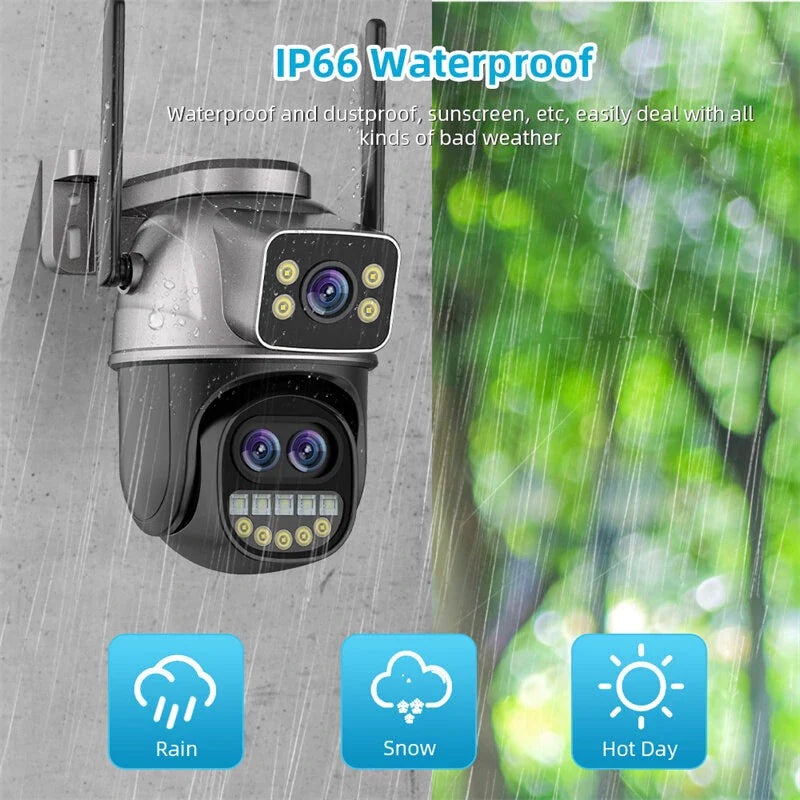 Guudgo 4K 8MP WiFi Außen Sicherheitskamera, 5X Zoom, Nachtsicht, Bewegungserkennung, 2-Wege Audio, IP66 wasserdicht, drahtlose PTZ Überwachung