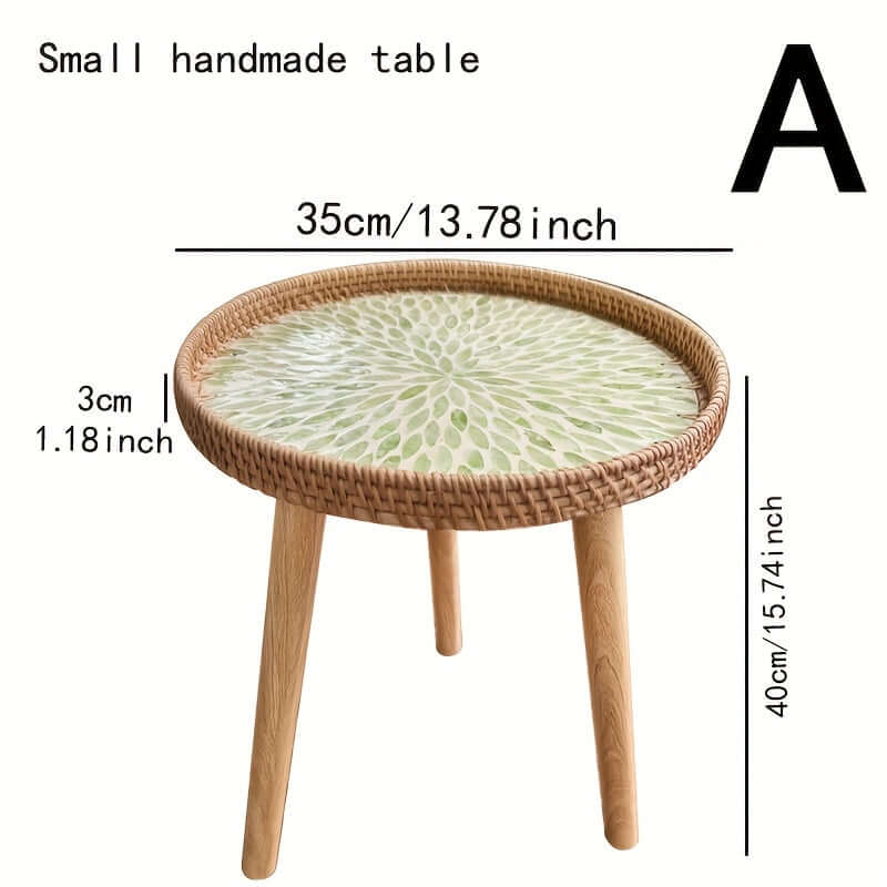 Rattan Beistelltisch Rund - Naturholz