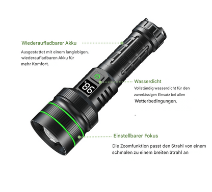 Extrem helle LED-Taschenlampe mit Zoom