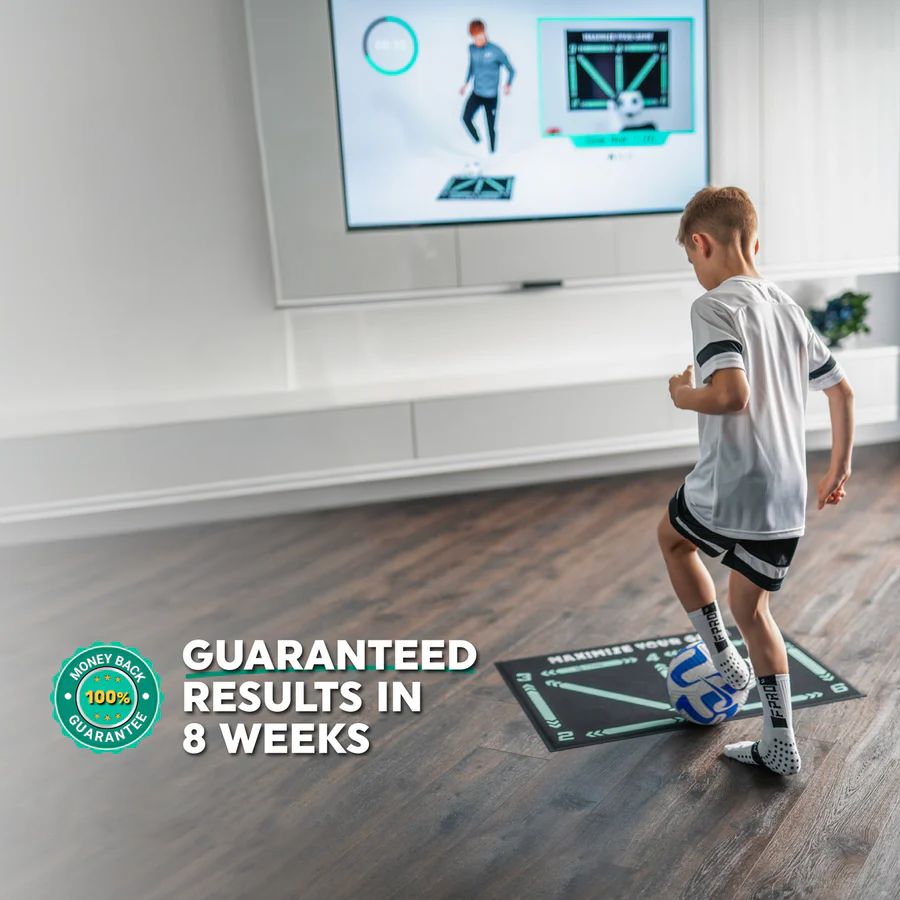 Football Pro Trainingsmat | Rutschfest, 2x2m Fläche &amp; Video-Programm zur Fähigkeitsverbesserung und Heimtraining