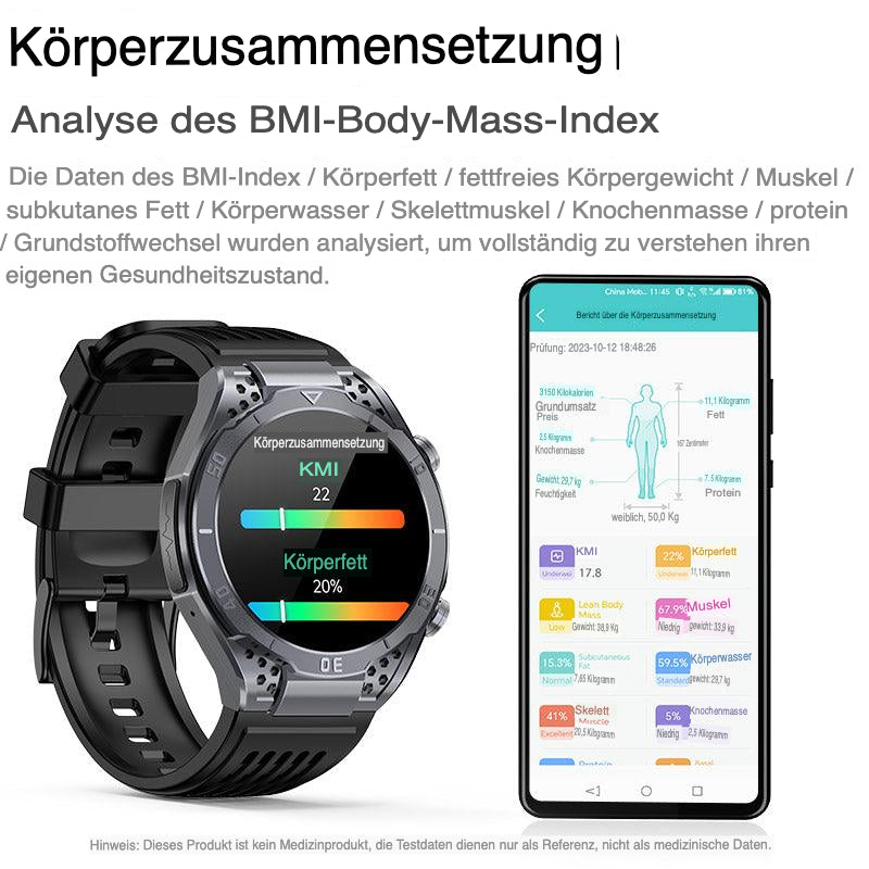 Zelara AMOLED Business ECG/HRV Blutzucker-Gesundheits-Smartwatch