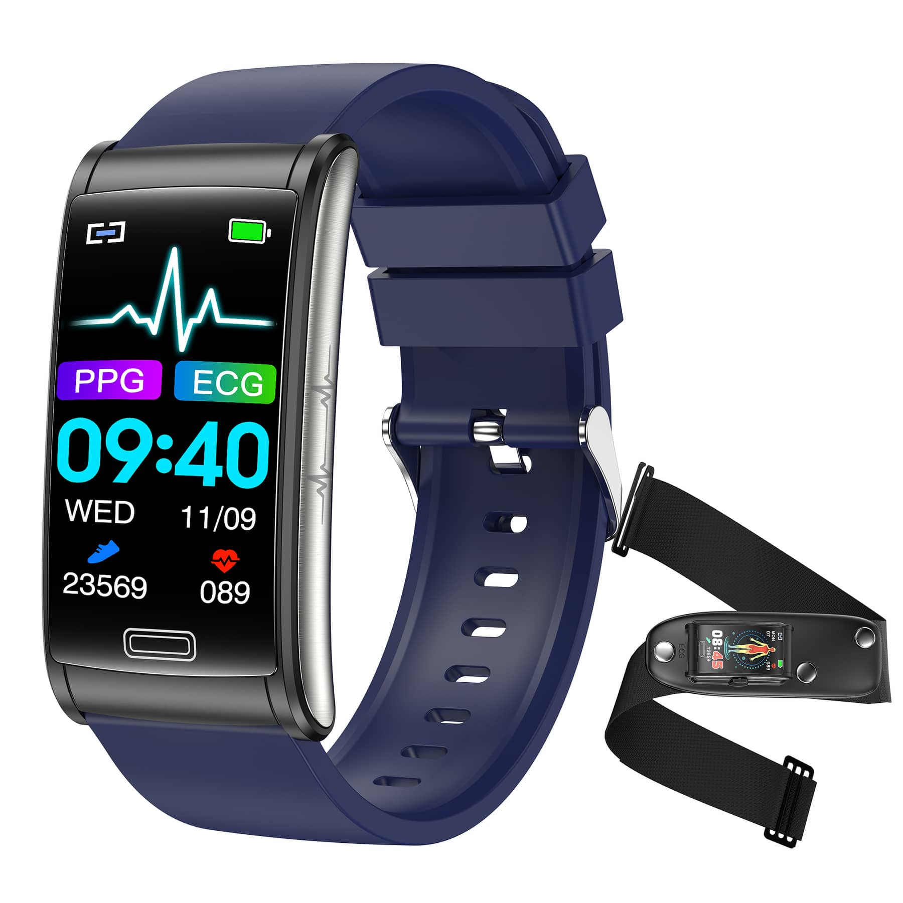 Zelara 1.47HD Großer Bildschirm EKG/EKG Blutzucker Wissenschaftlicher Schlaf HRV Smart Fitness Armband