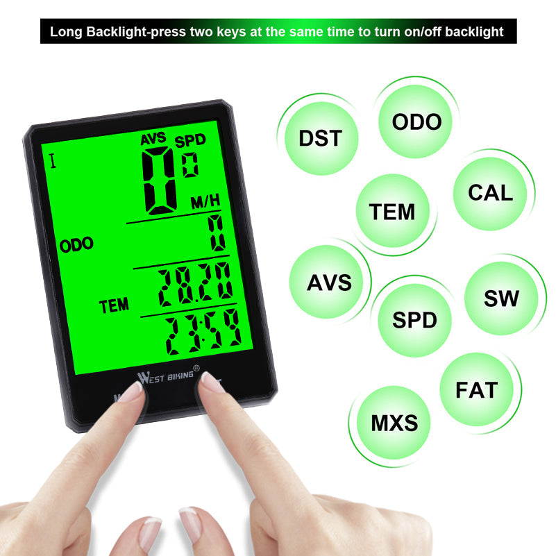 Wasserdichter Fahrradcomputer mit Display – Geschwindigkeit, Strecke, Uhrzeit, mehrsprachig