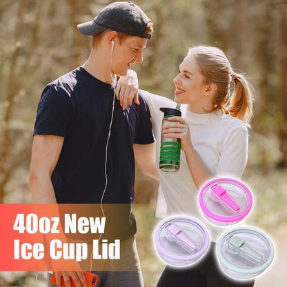 40oz Eisbecherdeckel für Thermobecher und Autobecher – Multifunktionaler Trinkhalm- und Ausgussdeckel, kompatibel mit großen Bechern, lebensmittelecht