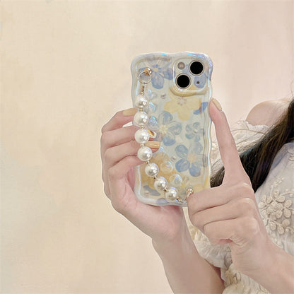Elegante kleine Blumen mit Perlenkette für iPhone-Hülle