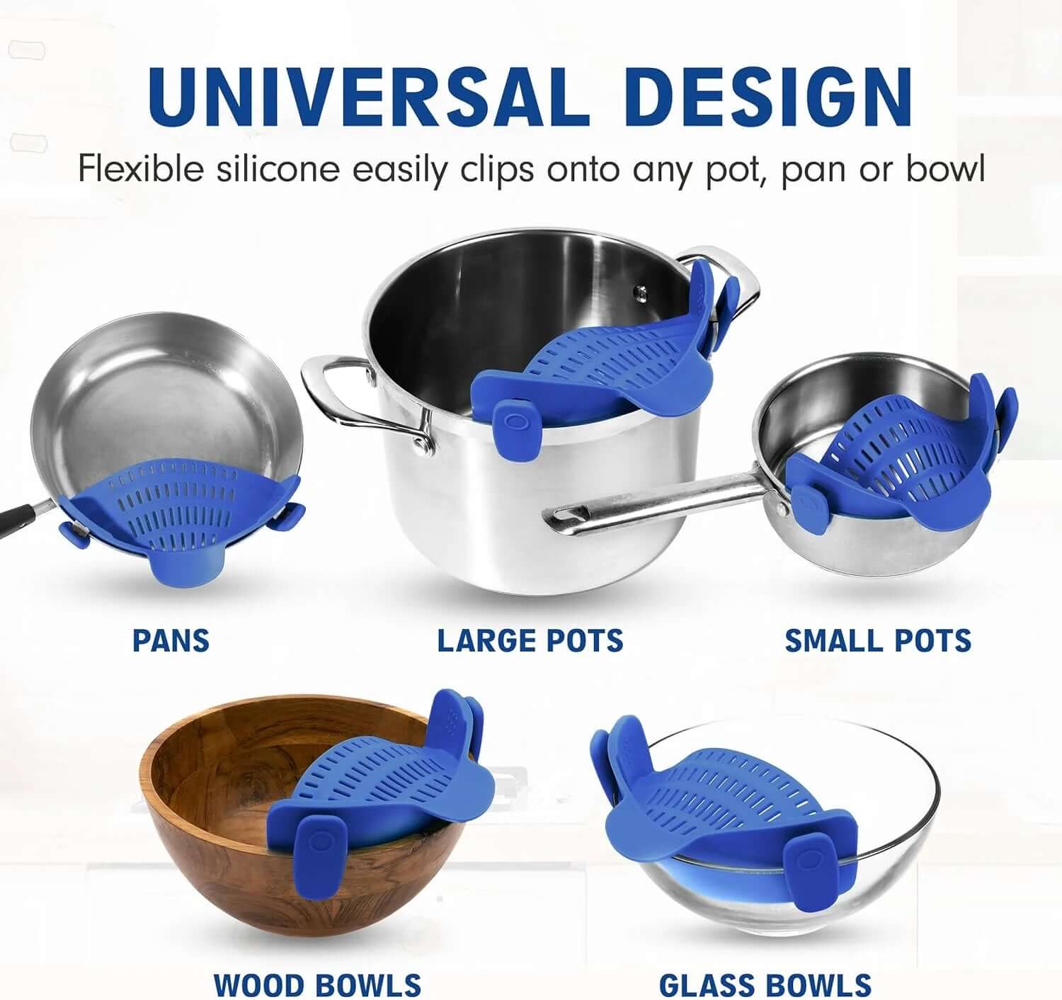 Silikon-Sieb mit Clip - Hitzebeständiger Abtropfbehälter