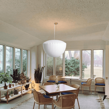 Moderne Hängelampe, Seide &amp; Stahl