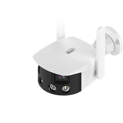2K 4MP Dual-Lens Panorama WiFi Kamera 180° Weitwinkel KI-Erkennung Nachtsicht Gegensprechsystem Wetterfest IP Kamera EU-Stecker