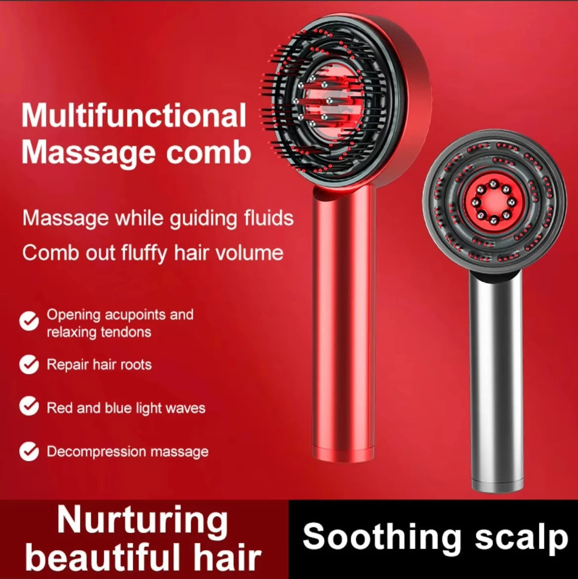 Kopfhautmassagebürste mit LED-Lichttherapie - Entspannung &amp; Haarwachstum