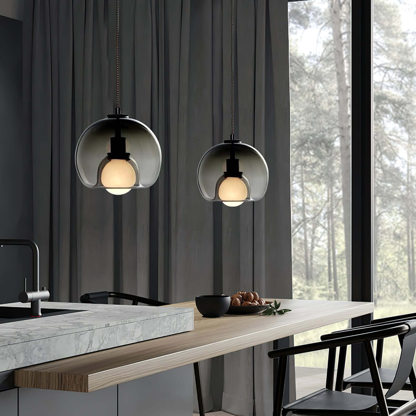 Moderne Pendelleuchte - Metall &amp; Glas