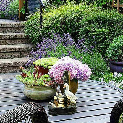 Entenfamilie-Wasserbrunnen als Gartendekoration