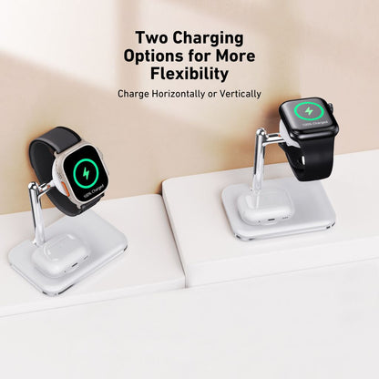 2-in-1 Uhr- &amp; AirPods Ladegerät – Schnelles Kabelloses Laden, Faltbar, Kompatibel mit Apple und Samsung
