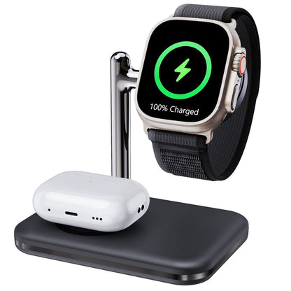 2-in-1 Uhr- &amp; AirPods Ladegerät – Schnelles Kabelloses Laden, Faltbar, Kompatibel mit Apple und Samsung