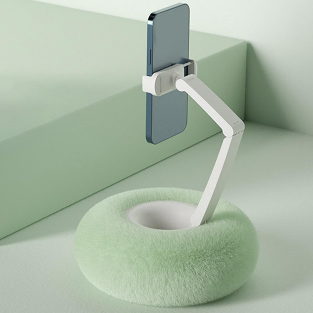 Gemütlicher fuzzy Kissen Telefonhalter mit integrierter Snackschale