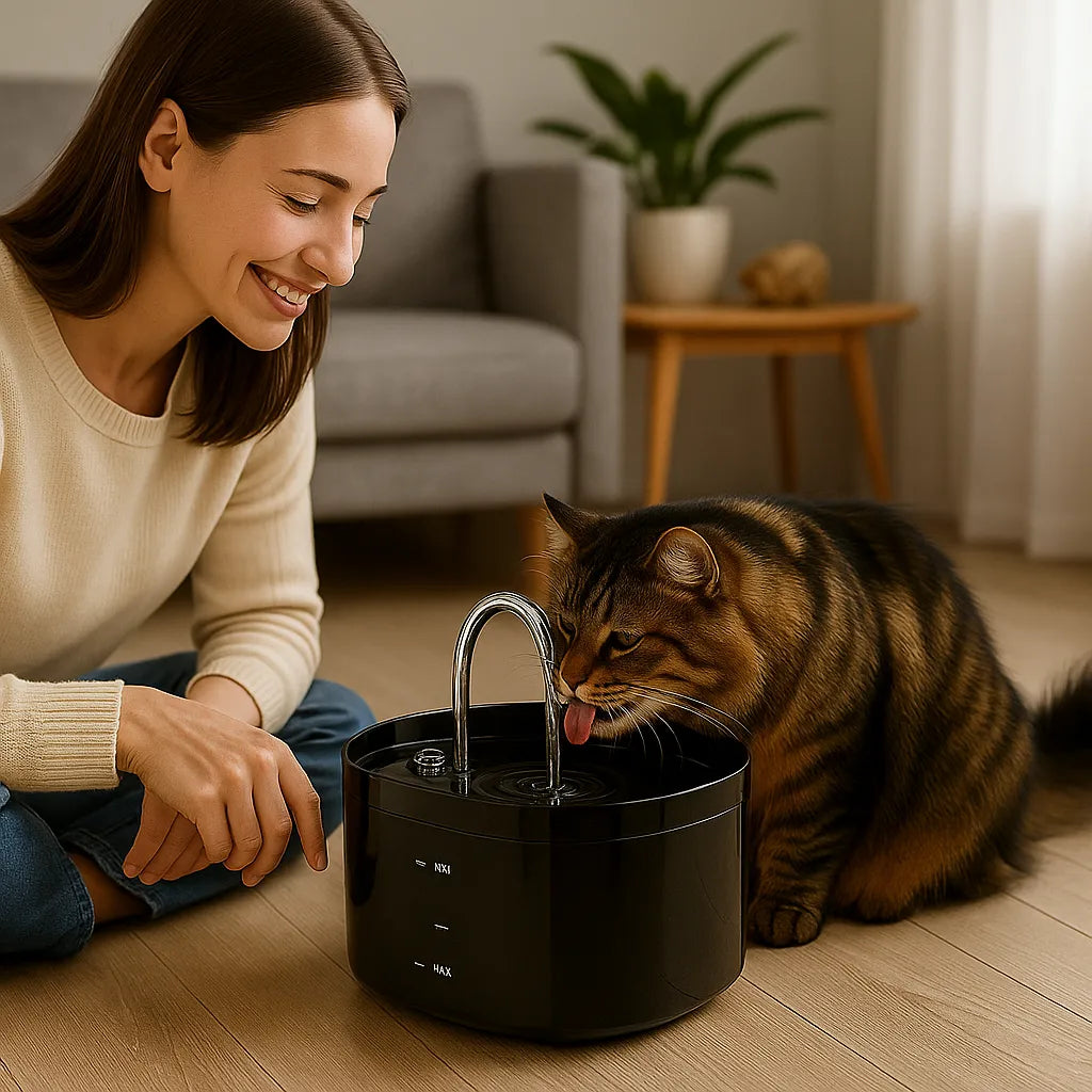 Katzen Trinkbrunnen mit Filter &amp; Pumpe – Leiser Automatischer Wasserbrunnen für Katzen