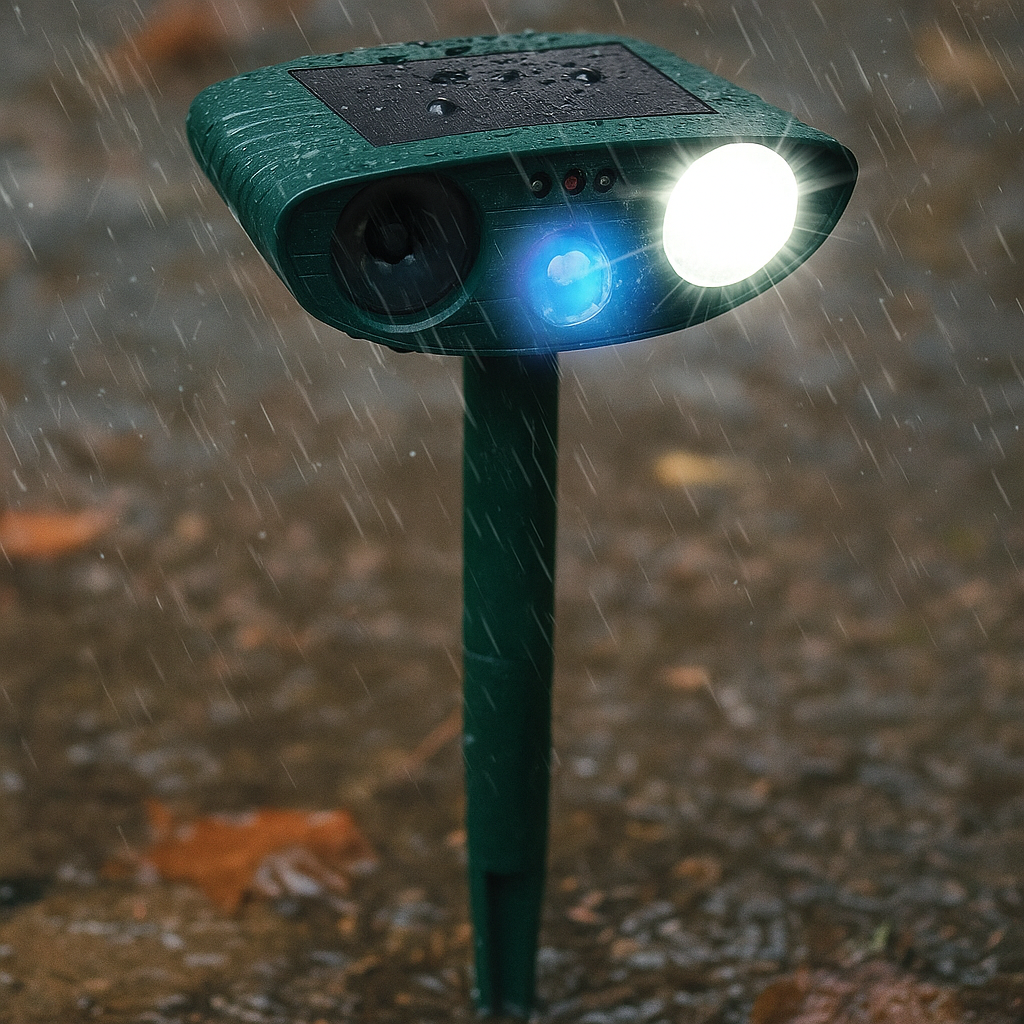 Solarbetriebener Ultraschall-Mäuseschreck für Außen – Wetterfest &amp; Chemiefrei mit Bewegungssensor