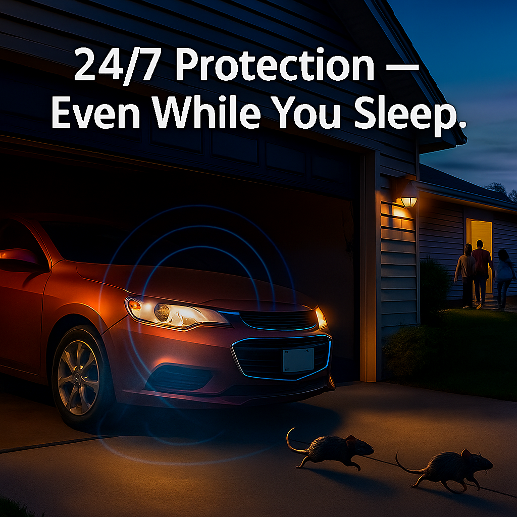 Tragbarer Ultraschall-Mäusevertreiber fürs Auto, Selbstversorgend, 300 ft² Reichweite, LED-Indikator, Ein-/Aus-Schalter