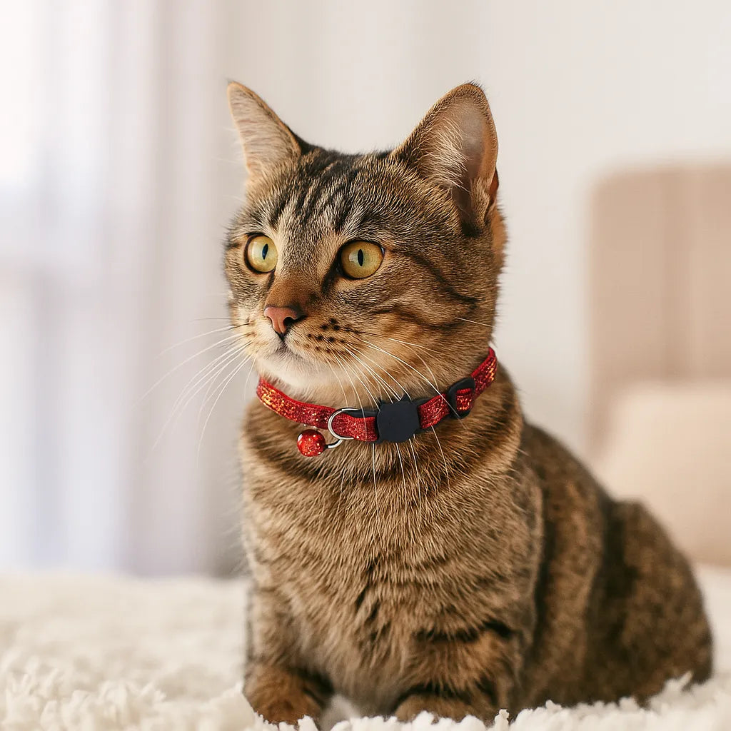 Katzenhalsband mit Sicherheitsverschluss &amp; Glöckchen | Verstellbar