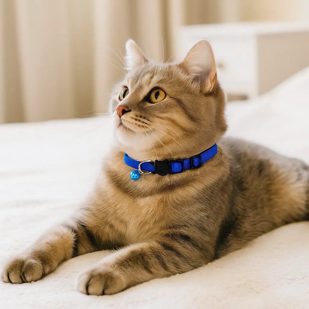 Katzenhalsband mit Sicherheitsverschluss &amp; Glöckchen | Verstellbar