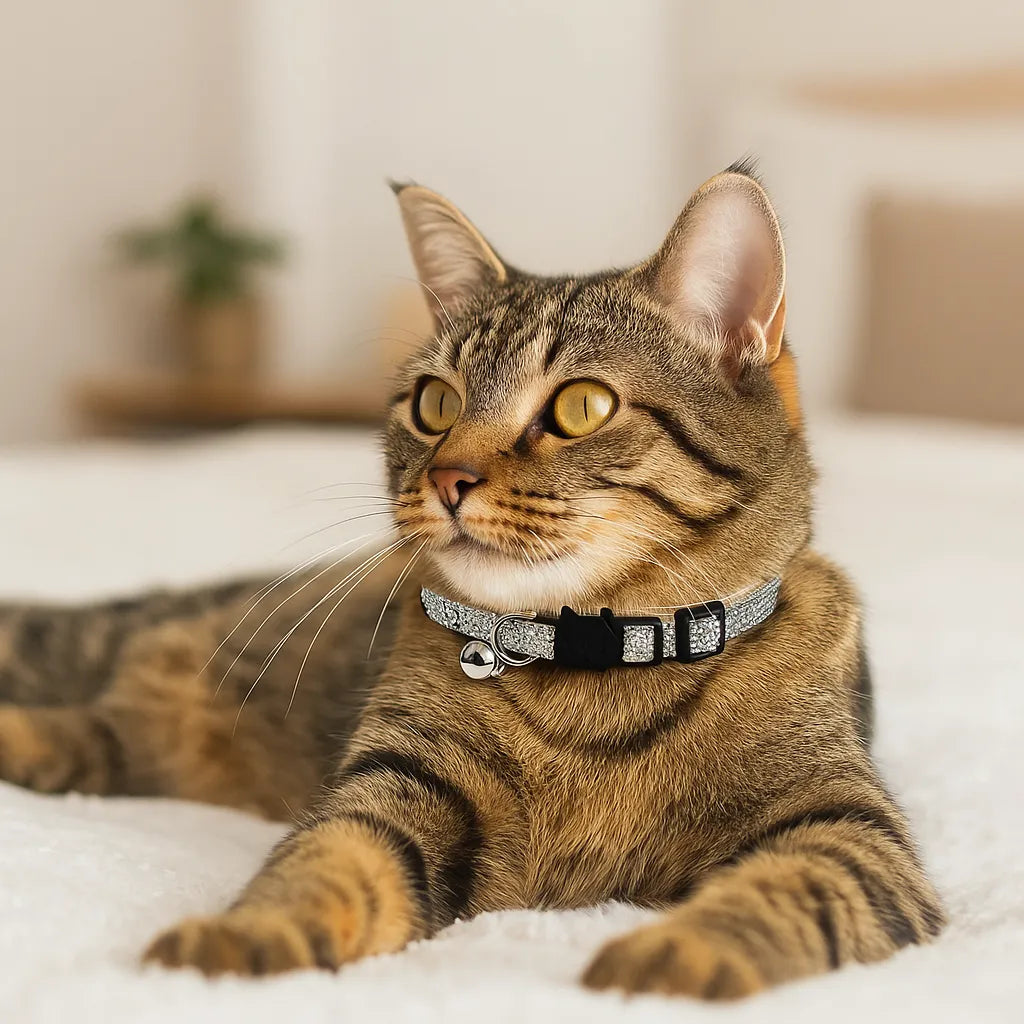 Katzenhalsband mit Sicherheitsverschluss &amp; Glöckchen | Verstellbar