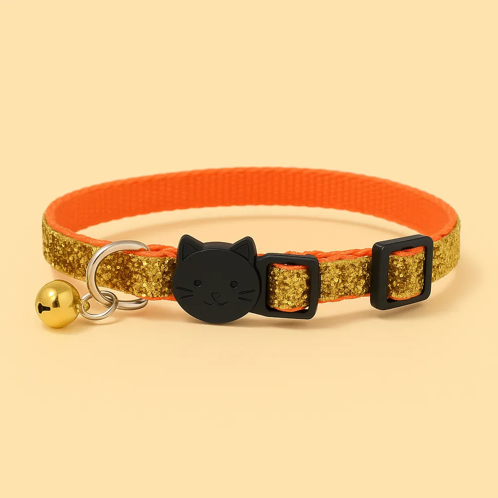 Katzenhalsband mit Sicherheitsverschluss &amp; Glöckchen | Verstellbar
