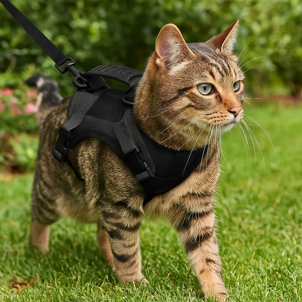 Katzengeschirr mit Leine | Ausbruchsicher, gepolstert &amp; verstellbar