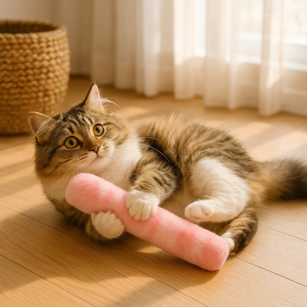 Katzenspielzeug mit Katzenminze | Weiches Plüschkissen zum Spielen &amp; Kuscheln