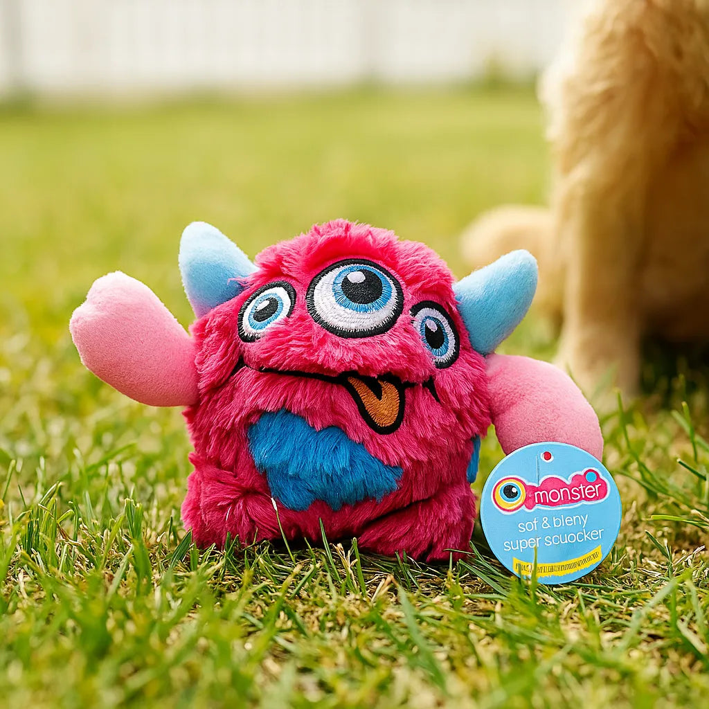 Plüsch Hundespielzeug mit Quietscher – weiches Monster für Spiel &amp; Kuschelspaß