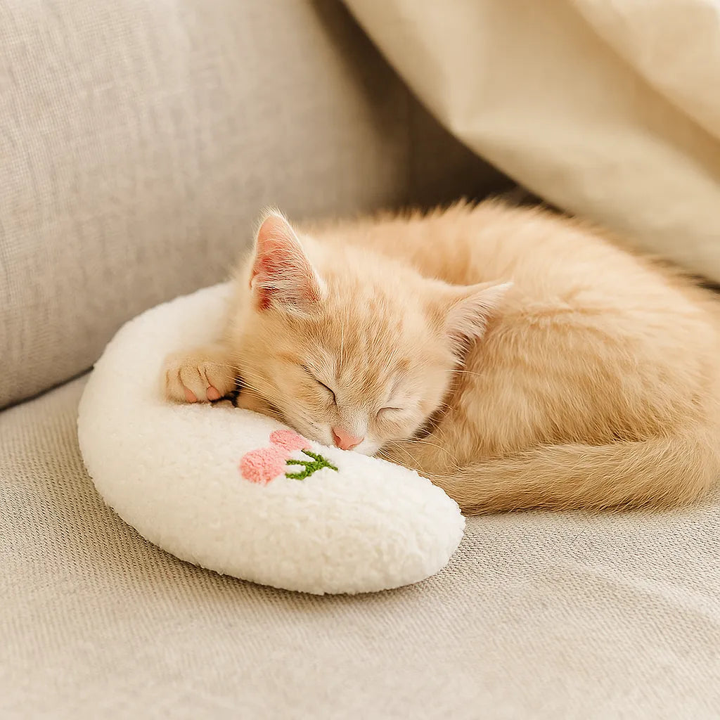Katzenkissen in U-Form – Weiches Kuschelkissen für kleine Katzen &amp; Kitten