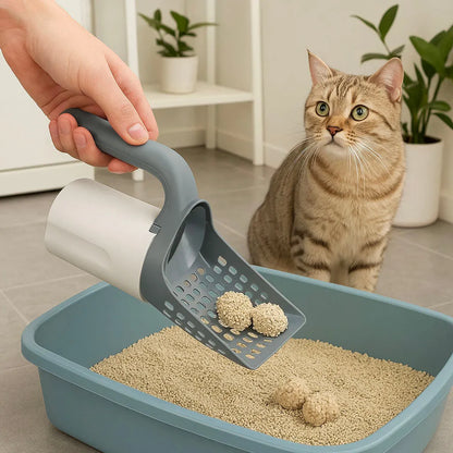 Katzenstreuschaufel mit Sieb &amp; Auffangbehälter | Für Klumpstreu