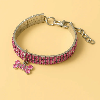 Glitzerndes Hundehalsband mit Anhänger – Elegantes Halsband für kleine &amp; mittelgroße Hunde