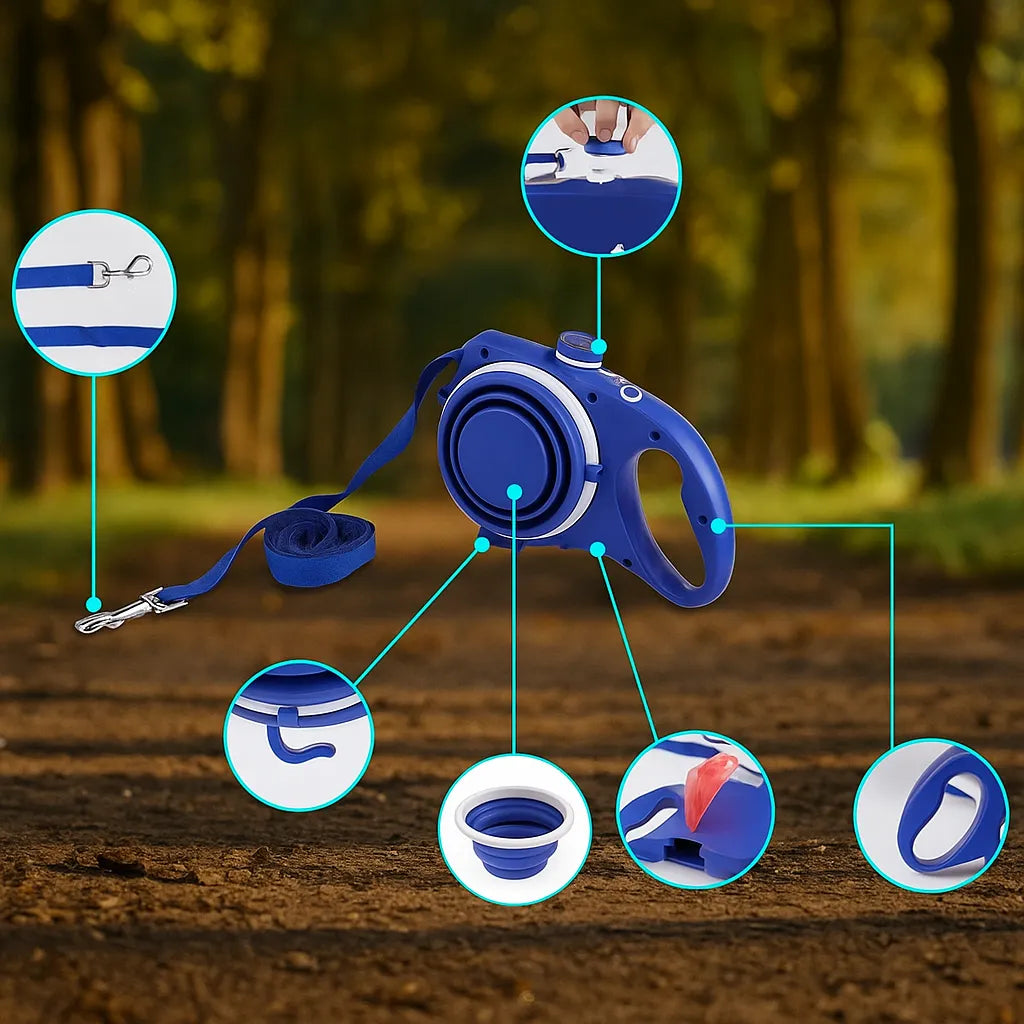 3-in-1 Hundeleine mit Trinkflasche &amp; Kotbeutelspender