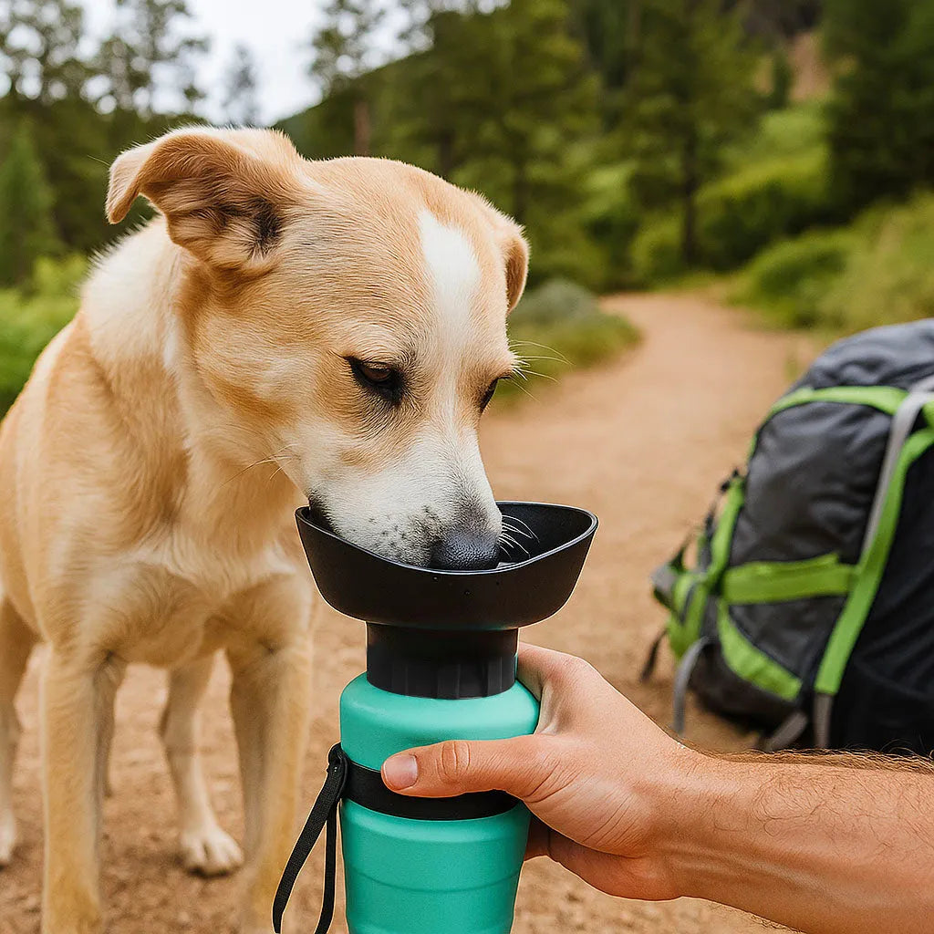 Faltbare Hundewasserflasche mit Trinknapf | Praktisch für unterwegs