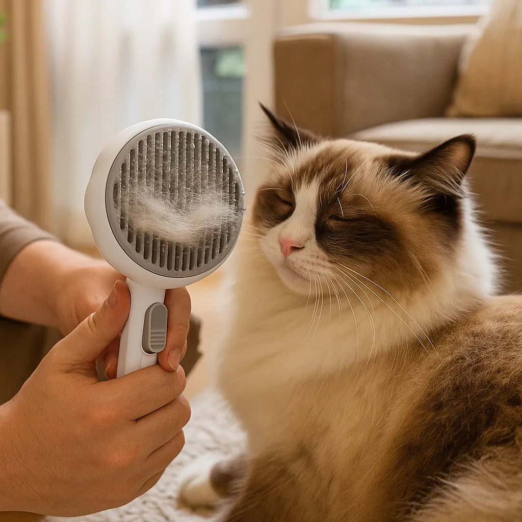 Selbstreinigende Katzenbürste - Stahlborsten