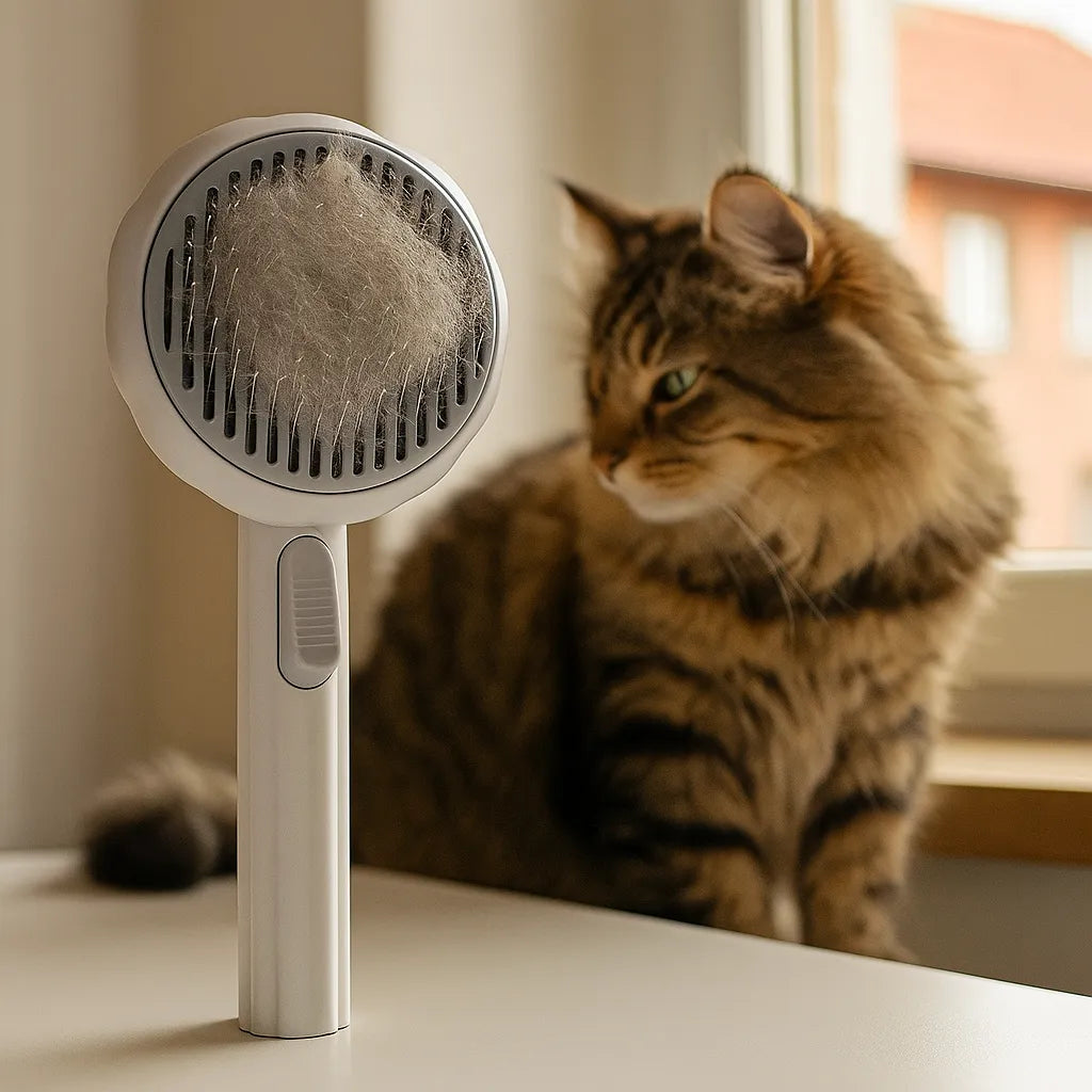Selbstreinigende Katzenbürste - Stahlborsten