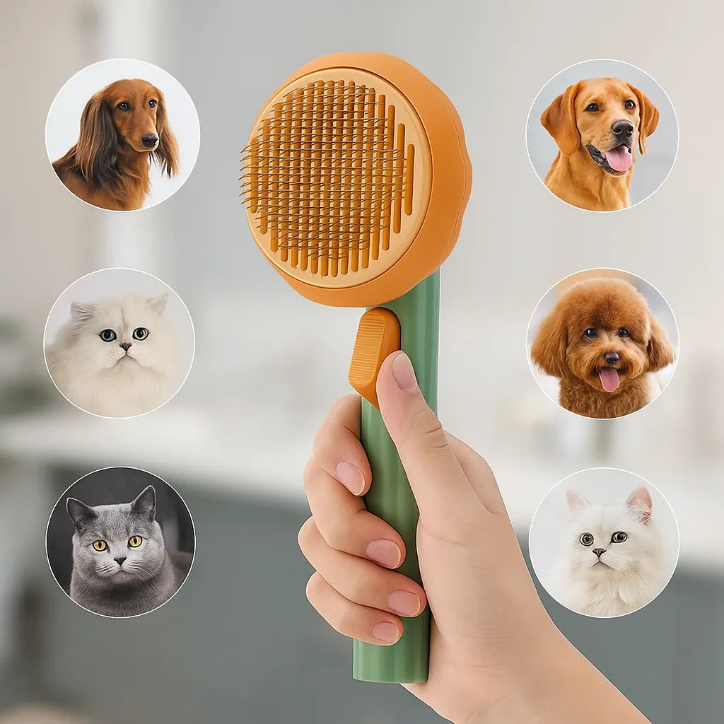 Selbstreinigende Katzenbürste - Stahlborsten