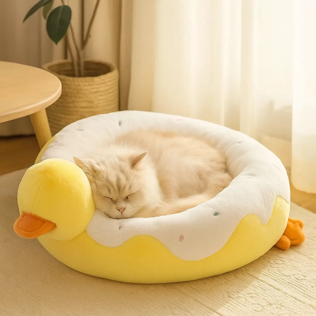 Weiches Katzenkuschelbett | Gemütliches Katzenbett zum Schlafen