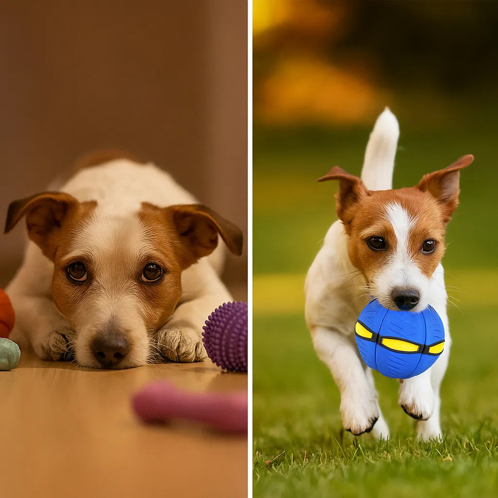 Hundespielzeug Frisbee &amp; Ball | 2-in-1 Apportierspiel für Hunde