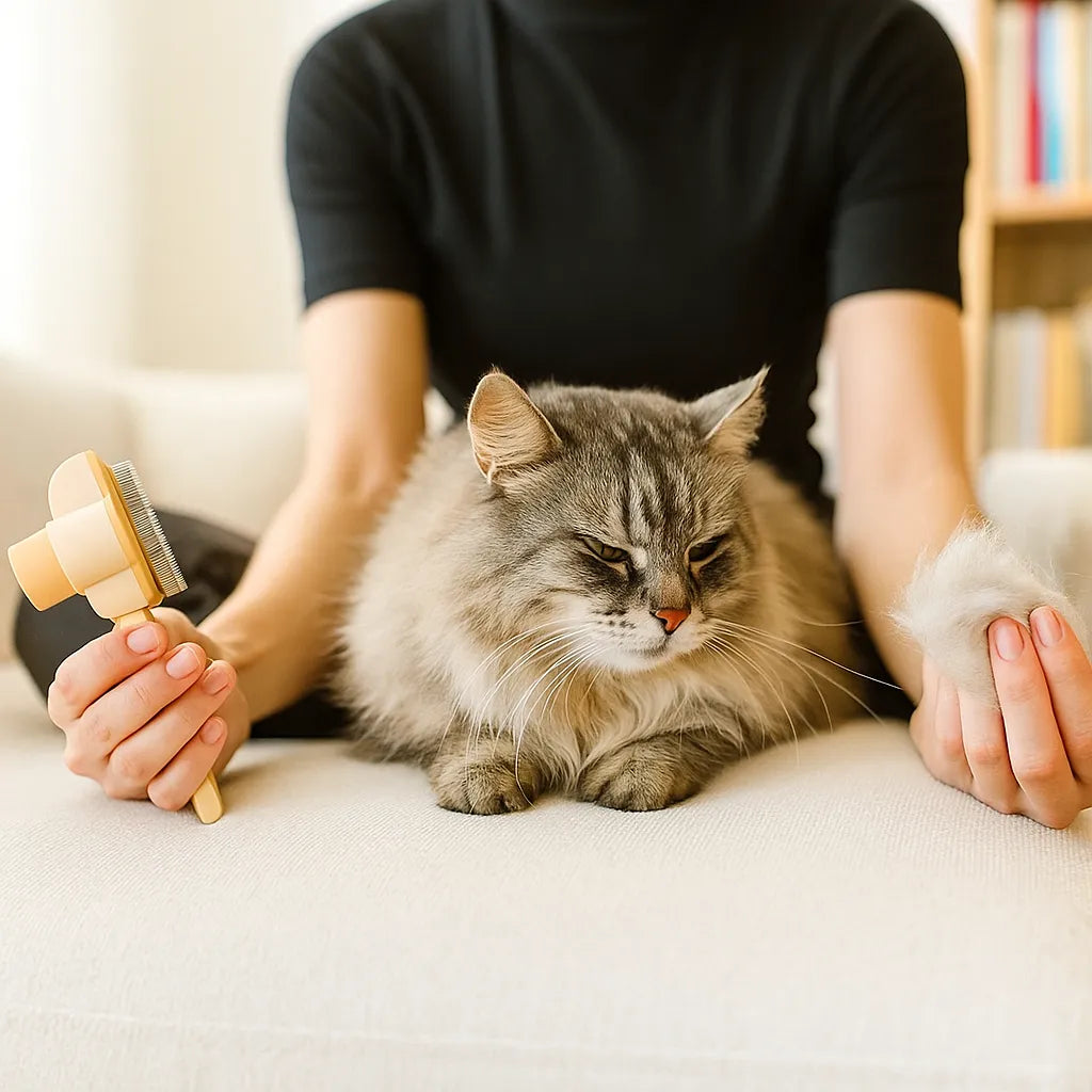 Katzenbürste | Sanfte Enthaarungsbürste für glänzendes Fell &amp; weniger Haare
