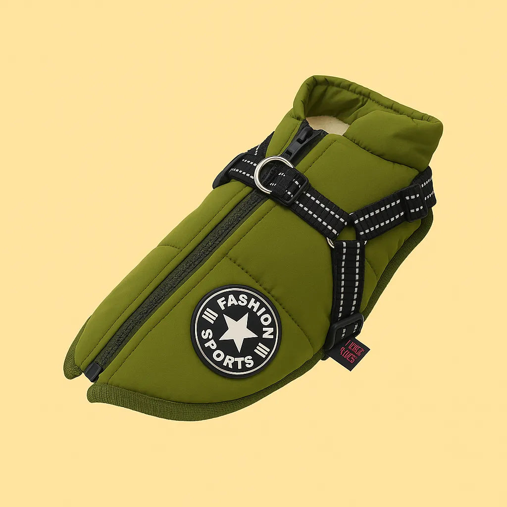 Winterhundejacke mit Geschirr – Warm &amp; Sicher | Für kleine &amp; große Hunde