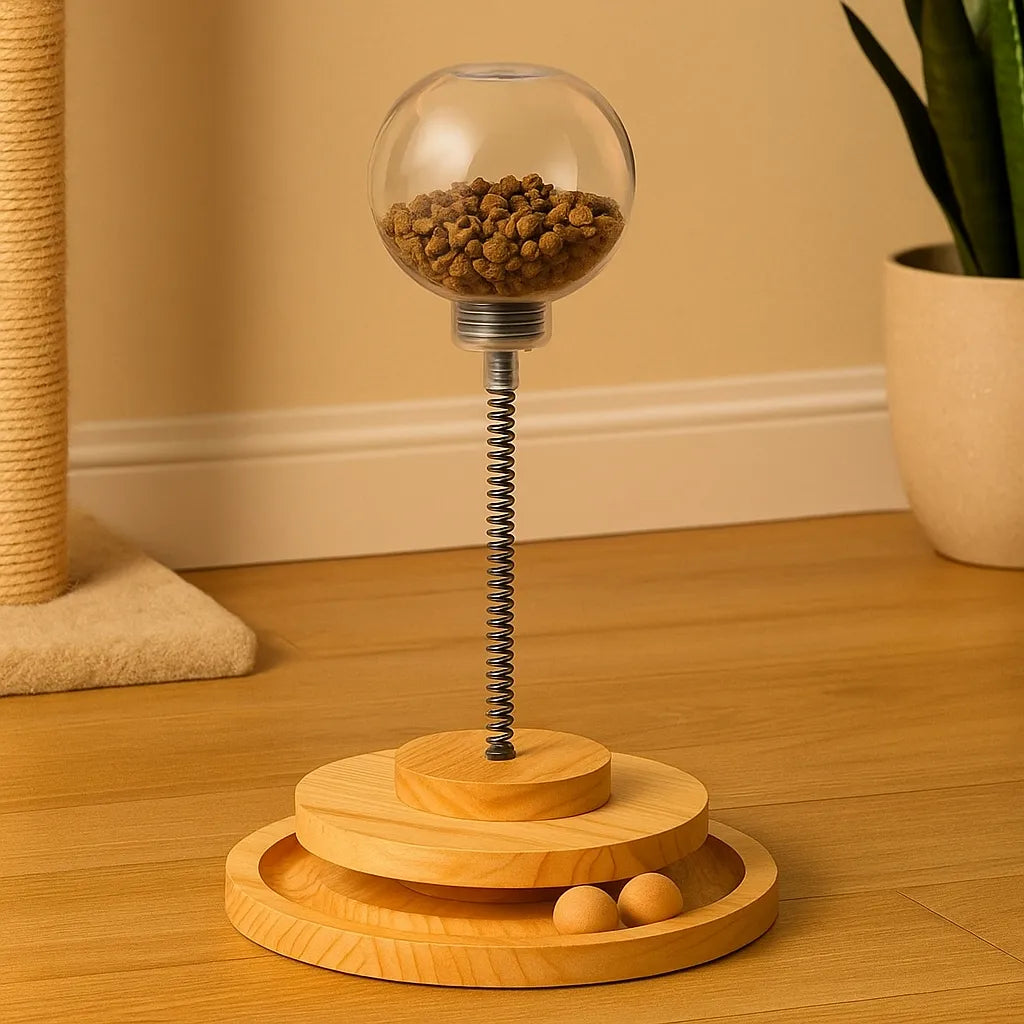 Futterball &amp; Intelligenzspielzeug Katze – Mit Feder | Fördert Aktivität &amp; Verdauung