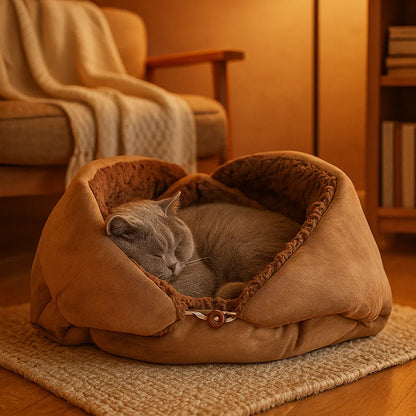 2-in-1 Katzenbett &amp; Kuscheldecke – Weiches Kuschelbett für Katzen