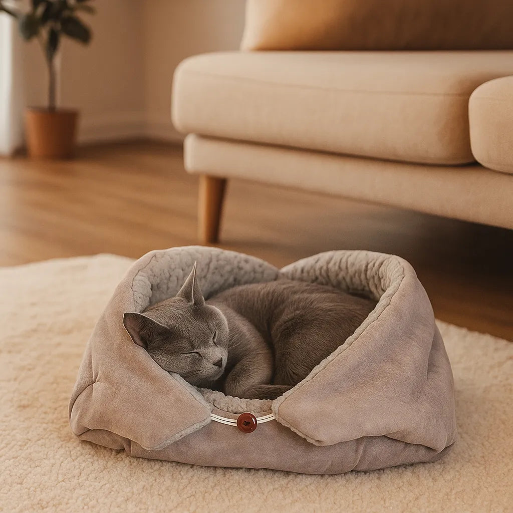 2-in-1 Katzenbett &amp; Kuscheldecke – Weiches Kuschelbett für Katzen